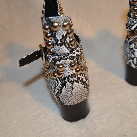 Jeffrey Campbell rylance studded booties white & black snakeskin s10 fits like 9 - Picture 14 of 16